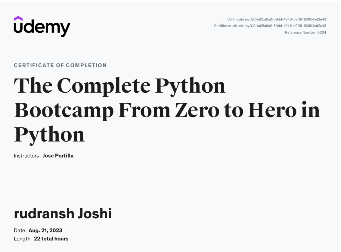 Python programming proficiency certificate